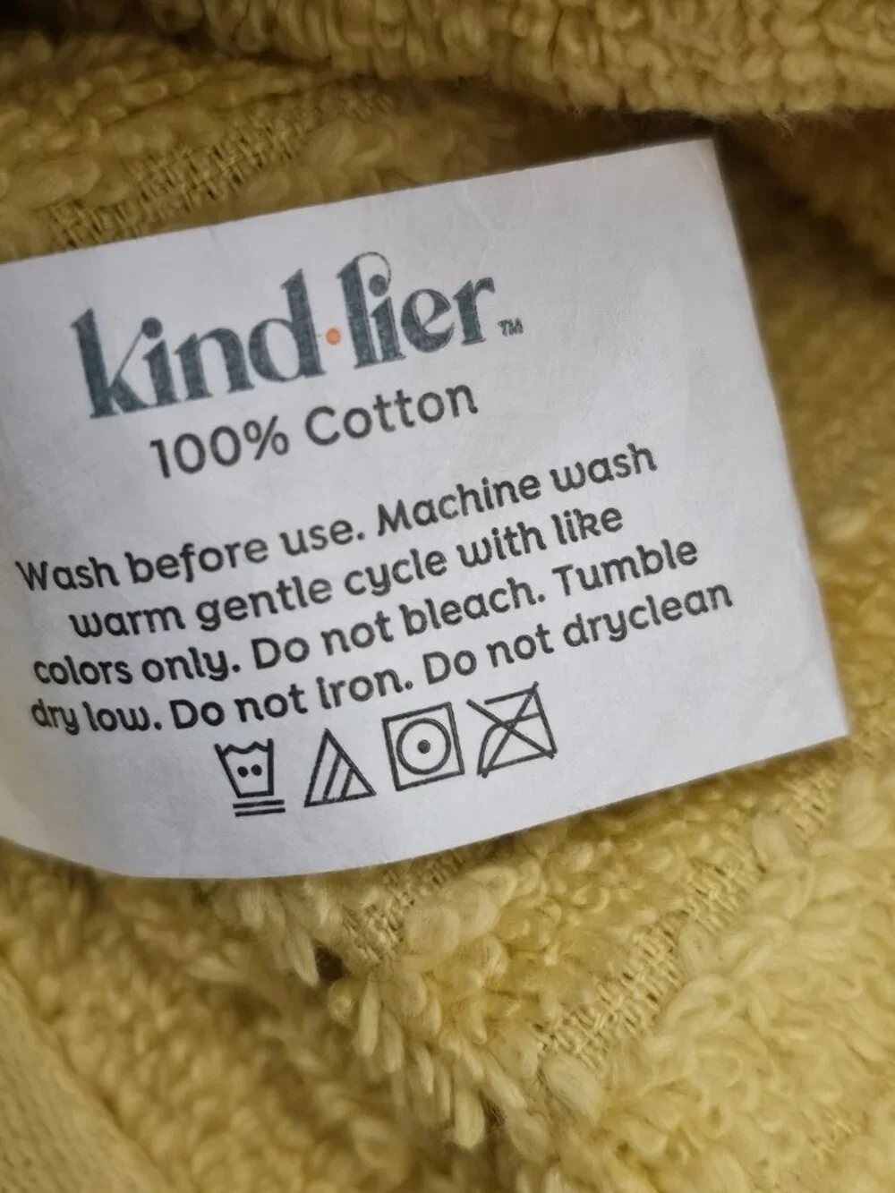 Kindlier Cotton Hand Towels New Textured Solid Yellow